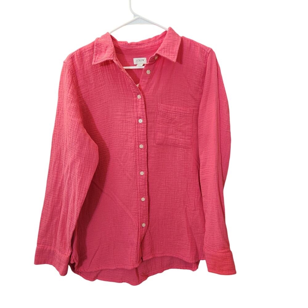 NWT J.Crew Re-Imagined Cotton Gauze Button Down Shirt Pink Medium